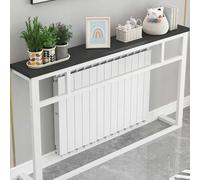 Tavolo sopra il radiatore, struttura in acciaio resistente e piano in legno massiccio, efficiente dissipazione del calore, facile montaggio, ideale for piccoli appartamenti(Nero,180 * 15 * 90cm)