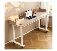 Tavolo Sopra Su 4 Ruote，Comodino Camera Da Letto，Tavoli Per Computer Mobili Lunghi，Tavolino Da Letto Colazione Portatile, Per Laptop, Pranzi, Gaming(Milk Coffee,180x40x80cm)