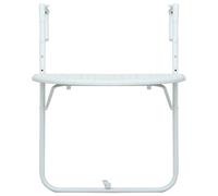 Tavolo sospeso da balcone, in plastica, effetto rattan, bianco, 60 x 64 x | Superficie resistente, struttura in acciaio stabile, altezza regolabile a 3 livelli, pieghevole salvaspazio