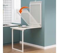 Tavolo sospeso da parete con foglie cadenti, multifunzione, per cucina, sala da pranzo e computer, design salvaspazio per casa e ufficio, 90 x 60 x 75 cm, finitura bianca moderna