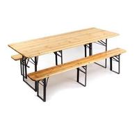 Tavolo/Tavola con panche/Tavolo birreria/fiera con gambe pieghevoli in legno