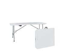 Tavolo Tavolino Pieghevole In Dura Resina Set Birreria Facile Trasporto Con Maniglie Ideale Per Giardino Campeggio Terrazzo Fiere Sagre 180 x 74 x 74 cm Colore Bianco