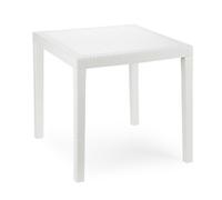 TAVOLO TAVOLINO QUADRATO EFFETTO FINTO RATTAN VIMINI BIANCO 79X79X72CM BAR CASA