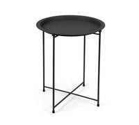 TAVOLO TAVOLINO TONDO CAFFè DIVANO SALOTTO METALLO NERO MODERNO PIEGHEVOLE 5147