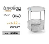 TAVOLO TAVOLINO TONDO IN METALLO BIANCO CON STRUTTURA PIEGHEVOLE ART.73782
