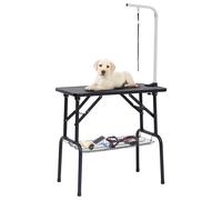 vidaXL Tavolo Toelettatura per Cani Regolabile con 1 Anello e Cesto