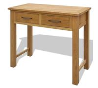 Tavolo Toletta con Sgabello in Rovere e, Set 3 Pezzi | Quercia selezionata, seduta in similpelle, specchio coordinato, fissaggio a parete incluso