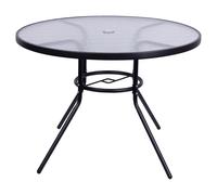 Tavolo Tondo da Esterno 100 cm in Acciaio al Carbonio, Top in Vetro temperato Effetto martellato, Antracite, Esté