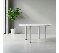 Tavolo tondo Leccino diametro 120 con piano bianco e gambe alluminio