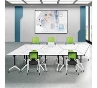 Tavolo trapezoidale per sala conferenze con ruote bloccabili, scrivania multifunzionale per riunioni e spazi di lavoro, per uffici e spazi di collaborazione