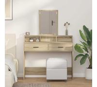 Tavolo Trucco Rovere Sonoma Legno Ingegnerizzato con Specchio e Cassetti | Design moderno, legno ingegnerizzato, specchio incluso, ampio stoccaggio, uso camera letto
