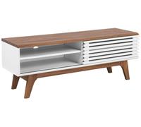 Tavolo TV MDF Color Legno Scuro e Bianco 2 Scomparti 44 x 117 x 35 cm