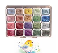 Tavolozza - 20 Colori Perlati 10x7cm / 11.5x8.5cm | Set Acquerelli Da Viaggio Pittura Bimbi | Kit Portatile Per Adulti Artisti Studenti Calligrafia Artigianato E Progetti Fai Da Te Pezzo