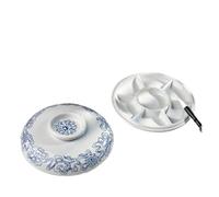 Tavolozza Acquerelli Ceramica Porcellana blu e bianca con coperchio in ceramica, pittura tradizionale, tavolozza dei colori dell'acquerello degli otto tesori