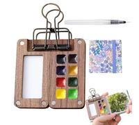 Tavolozza da viaggio, tavolozza ad acquerello a griglia | 8 griglie in legno da viaggio, piccolo set di acquerelli portatile per esterni