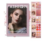 Tavolozza di ombretti a 24 colori, tavolozza di trucco a 5 strati con 67 tonalità Pro, tutto in uno, ombretto, fard, contorno, evidenziatore, libro di bellezza multifunzionale (rosa fiorito-5 strati)
