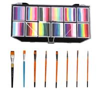 Tavolozza di pittura per il viso con 6 pennelli, tonalità arcobaleno, kit per la pittura del viso a base d'acqua per bambini, pittura per il viso per Halloween, feste, cosplay