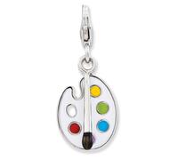 Tavolozza E Pennello Ciondolo 3D Smaltato .925 Argento Sterling Clic Su Amore La