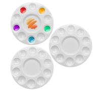 Tavolozza per Dipingere 3 Pcs Plastica Tavolozzas Acquerelli Wet Palette Tavolozza Pittura con 11 Pozzetti per Pittura Acrilica, Olio, Acquerelli Bianco 16.8 x16.8 cm