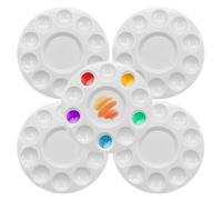 Tavolozza per Dipingere 5 Pcs Plastica Tavolozzas Acquerelli Wet Palette Tavolozza Pittura con 11 Pozzetti per Pittura Acrilica, Olio, Acquerelli Bianco 16.8 x16.8 cm