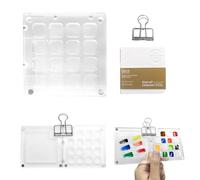 Tavolozza per Dipingere Mini, Set Acquarelli per Dipingere, Wet Palette Portatile da Viaggio, Tavolozza Acquerelli con 15 Scomparti e Quaderno per Schizzi Ad Acquerello, Tavolozza Acrilico