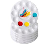 Tavolozza per Pittura,10 Pezzi Tavolozze Rotonda in Plastica con 10 Scomparti per Acquerelli,Tavolozza in Plastica Riutilizzabile per Pittura Acrilica,Olio,Acquerelli,Fai da Te