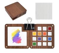 Tavolozza Portatile da Disegno, MiniTavolozza da Viaggio in Legno con 15 Griglie e 1 Clip, Tavolozza di Colori ad Acquerello, Vassoio di Miscelazione per Pittura Acrilica per Olio e Guazzo