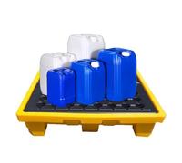 Tavolozza resistente per contenere le fuoriuscite con tasche di drenaggio e accesso al carrello elevatore, soluzione di stoccaggio impermeabile per garage e cantina sicurezza ed efficienza