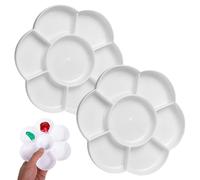 Tavolozze di Pittura,Tavolozza per Dipingere,Tavolozze di Pittura in Plastica,Tavolozza Pittura Bambini,Tavolozza da Pittura Portatile in Plastica Color Bianco,7 Pozzetti,17 X 17cm (2)