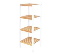 tavora Scaffale con 4 Comparti in bambù per Bagna Soggiorno Cucina 33x33x98 cm, Naturale/Bianco
