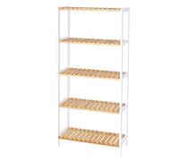 tavora Scaffale Bagno in Bambu, 5 Ripiani, 60 x 26 x 130 cm Naturale/Bianco