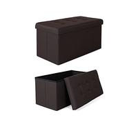 tavora Sgabello pieghevole Paniere Ottomano in lino Cubo Ottomano con Contenitore, 76x38x38 cm Marrone