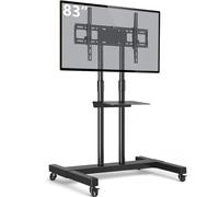 Tavr - Mobile per televisore con carrello e staffa, ruote bloccabili mensola, altezza regolabile, adatto televisori a schermo piatto da 32-70 pollici o curvi, monitor, display, capacità di carico
