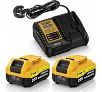 TAVT 2 batterie da 20 V e caricabatterie DCB115 compatibili con macchine Dewalt 20 Volt XR DCB201, DCB203, DCB20 5, DCB204, DCB200, DCB180, DCB206, DCB207