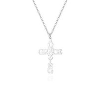 Tavuala Amazing Grace - Collana da donna con croce religiosa, 18 inches x 1.2 inches, Acciaio inossidabile, Non pietra preziosa