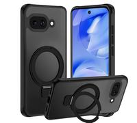 Tawarror Cover Magnetica per Google Pixel 9a, Compatibile con MagSafe, Traslucida Opaca Custodia per Pixel 9a con Supporto, PC Posteriore Anti-Graffio TPU Antiscivolo Protettiva Case, Nero