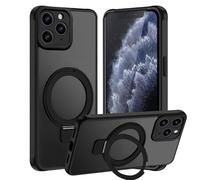 Tawarror Cover Magnetica per iPhone 11 Pro Max, Compatibile con MagSafe, Traslucida Opaca Custodia per iPhone 11 Pro Max con Supporto, PC Posteriore Anti-Graffio TPU Case, Nero