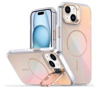Tawarror Cover Magnetica per iPhone 15 con Supporto per videocamera, Compatible con MagSafe, Custodia camaleontica alla moda, PC Rigido + TPU Anti Graffio Anti Caduta, Oro del deserto