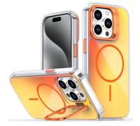 Tawarror Cover Magnetica per iPhone 15 Pro con Supporto, Arancione | Compatible con MagSafe, Custodia Camaleontica Alla Moda, PC Rigido + TPU Anti Graffio Anti Caduta Case