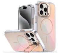 Tawarror Cover Magnetica per iPhone 15 Pro con Supporto per videocamera, Compatible con MagSafe, Custodia camaleontica alla moda, PC Rigido + TPU Anti Graffio Anti Caduta, Oro del deserto