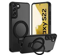 Tawarror Cover Magnetica per Samsung Galaxy S22 5G, Compatibile con MagSafe, Traslucida Opaca Custodia per Samsung S22 con Supporto, PC Posteriore Anti-Graffio TPU Antiscivolo Protettiva Case, Nero