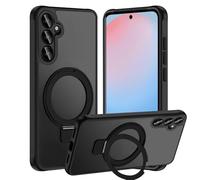 Tawarror Cover Magnetica per Samsung Galaxy S24 FE, Compatibile con MagSafe, Traslucida Opaca Custodia per Samsung S24 FE con Supporto, PC Posteriore Anti-Graffio TPU Antiscivolo Protettiva Case, Nero