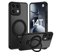 Tawarror Cover Magnetica per Xiaomi 14T Pro, Compatibile con MagSafe, Traslucida Opaca Custodia con Supporto, PC Posteriore Anti-Graffio TPU Case, Nero