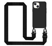 Tawarror Cover per iPhone 14 con Cordino, Custodia Silicone Morbida Sottile con Regolabile Tracolla con Laccio Collana Practical Stylish Flessibile Antiurto Protezione - Nero