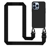 Tawarror Cover per iPhone 14 Pro Max con Cordino, Custodia Silicone Morbida Sottile Case con Regolabile Tracolla con Laccio Collana Practical Stylish Flessibile Antiurto per iPhone 14 Pro Max - Nero
