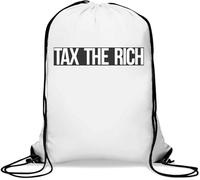 Tax The Rich - Sacca da palestra con logo socialista in bianco e nero, con coulisse, colore: bianco