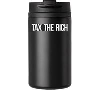 Tax The Rich - Tazza da caffè con logo socialista bianco e nero, tazza da viaggio per bevande calde e fredde, tazza termica a doppia parete con coperchio a tenuta stagna, colore nero