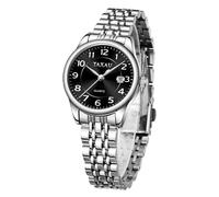 Taxau Orologio da polso da donna semplice con quadrante piccolo, orologio da donna con data, impermeabile, classico, orologio al quarzo, oro, argento, cinturino in acciaio inox, 8863-argento e nero