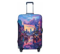 Taxi Colorful Town Travel Luggage Covers - Elasticità Valigie Coperture Protector per bagagli 45-81 cm, Nero , M
