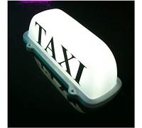 Taxi Tetto Segno, Impermeabile Taxi Magnetico Sigillato Base Tetto Topper Illuminato Segno Auto Cab LED Segnale Lampada 12V con Base Magnetica Taxi Dome Luce Blu/Verde/Bianco/Rosa (WHITE)